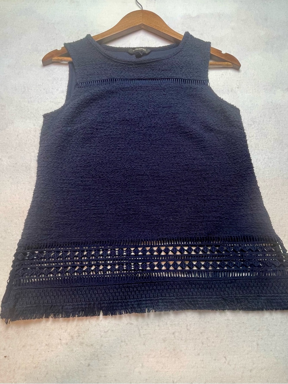 Banana Republic Navy Crochet-Trim Sleeveless Tank